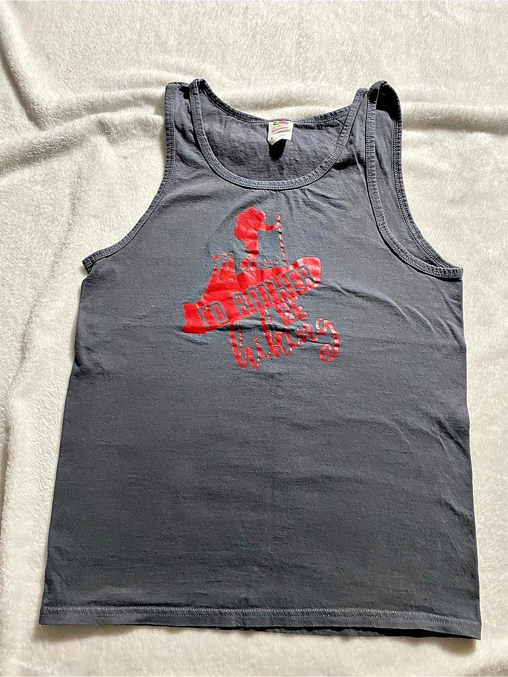 Fruit of the Loom HD Cotton Tank Top Gray & Red Small